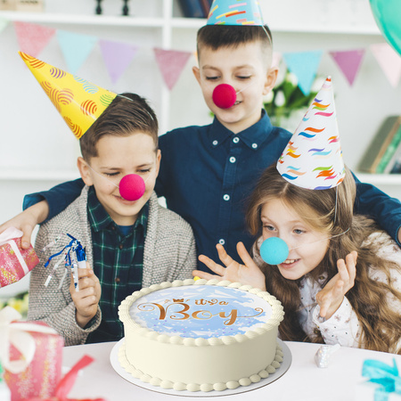 Opłatek na tort Baby Shower Boy okrągły 20 cm premium, wegański, bezglutenowy, wycięty