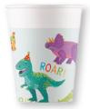 Kubki papierowe, wielokolorowe, DINO PARTY, 200ml, 8 szt.
