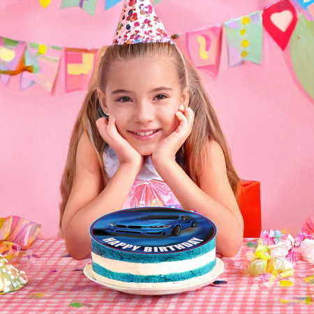 Opłatek na tort Auto okrągły 20 cm premium, wegański, bezglutenowy, wycięty