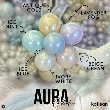Balony lateksowe Kalisan AURA Beige Cream, beżowe, kremowe, 45cm, 1szt.