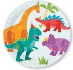 Talerzyki papierowe, Wielokolorowe, DINO PARTY, 23 cm, 8 szt.