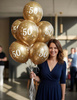 Balony urodzinowe złote "50", 30cm, 10 szt.