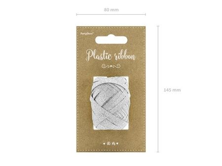 Wstążka plastikowa, srebrny, 5mm/10m
