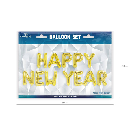 Balon foliowy napis Happy New Year złoty