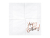 Serwetki urodzinowe, Happy Birthday, białe z napisem Rose Gold, 33 x 33 cm