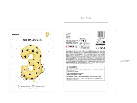 Balon foliowy Cyfra 3 - Gepard, 98 cm