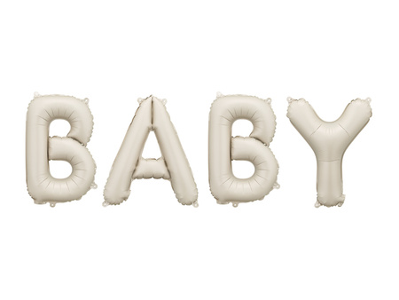 Balon foliowy napis "Baby" – beżowy, 140x43 cm