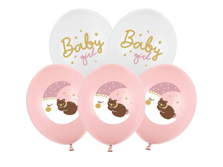 Balony lateksowe Baby girl, 30cm, 6szt.