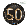 Balon Foliowy, okrągły, 50 urodziny, czarno- złoty, - 46cm