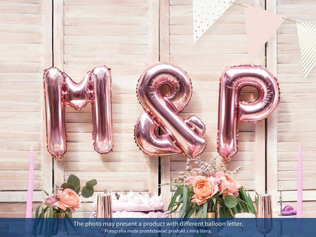 Balon foliowy Litera H, 35cm, Rose Gold różowe złoto