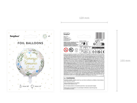 Balon foliowy ''Pierwsza Komunia Święta'', 45 cm
