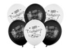 Balony urodzinowe, Happy Birthday czarno białe 30cm, 6 szt.