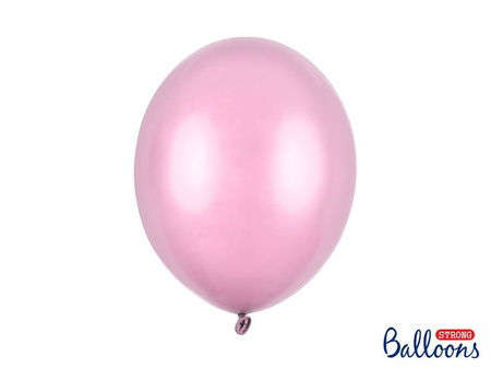 Balony Strong, Metaliczne Różowe 30cm, 100 szt.