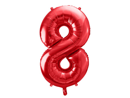 Balon foliowy Cyfra 8 czerwona, 86cm