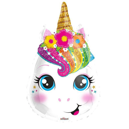 Balon Foliowy Unicorn, głowa Jednorożca, 46 cm