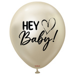 Balony lateksowe Kalisan Hey Baby Heart Mirror White Gold 45 cm, 2 szt.