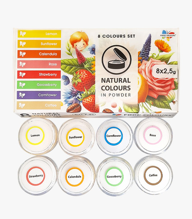 Zestaw Barwników Naturalnych w Proszku NAT-P-01 8 Kolorów Do Wypieków 2,5g