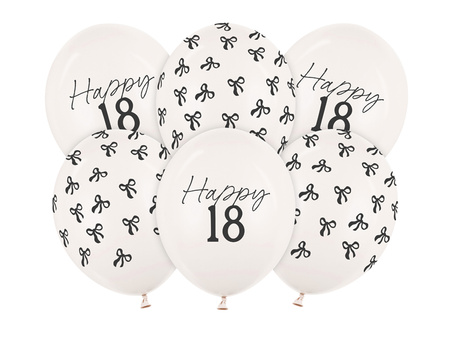 Balony zestaw na 18 urodziny, Pastel Off-white,  30cm, 6 szt.