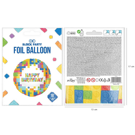 Balon foliowy Happy Birthday Klocki 45cm