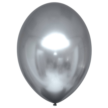 Balony lateksowe Srebrne, Decorator Satin Luxe Chrome Platinum, 28cm, 50 szt.