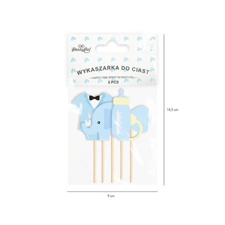 Toppery na Baby Shower dla chłopca słonik 5szt
