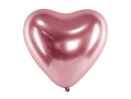 Balony lateksowe Serca, Glossy, Chrome, Różowe Złoto, Rose Gold, 30cm, 50 szt.