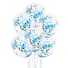 Balony z konfetti niebieskim, 30 cm, 4 szt.