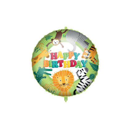 Balon Foliowy Happy birthday dżungla Safari + ciężarek, 46cm