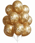 Balony urodzinowe złote "50", 30cm, 50 szt.
