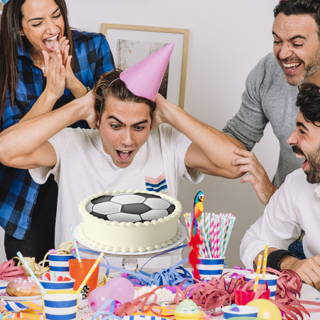Opłatek na tort Piłka Nożna okrągły 20 cm premium, wegański, bezglutenowy, wycięty