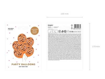 Balony na Halloween, Nietoperze, 30 cm, 6 szt.
