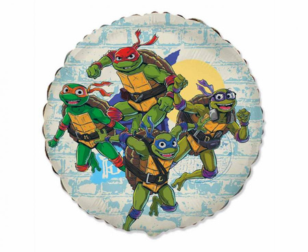 Balon foliowy okrągły – Żółwie Ninja,  46 cm – Flexmetal