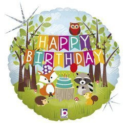Balon urodzinowy Happy Birthday zwierzęta leśne 46 cm
