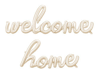 Balon foliowy napis "Welcome Home" – cappuccino, beżowy, 335x71 cm