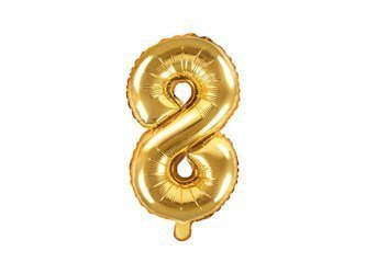 Balon foliowy Cyfra 8, 35cm, złoty