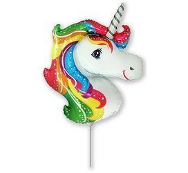 Balon foliowy Jednorożec Unicorn na patyk, 35 cm