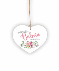 Drewniana zawieszka Serce Najukochańsza Babcia