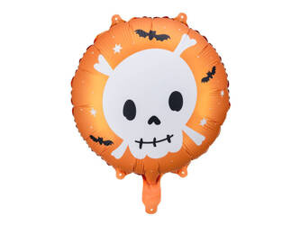 Balon foliowy czaszka, halloween, pomarańczowy, 45 cm,