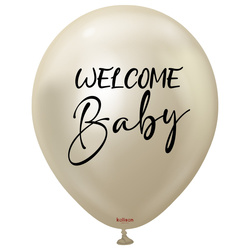 Balony lateksowe Kalisan Welcome Baby Mirror White Gold 45 cm, 2 szt.