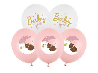 Balony lateksowe Baby girl, 30cm, 6szt.