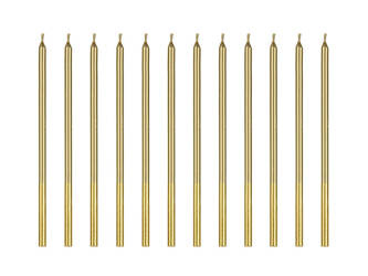 Świeczki urodzinowe gładkie, złote, 14 cm
