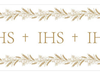 Bieżnik fizelinowy IHS, Pierwsza Komunia Święta 40x500 cm.