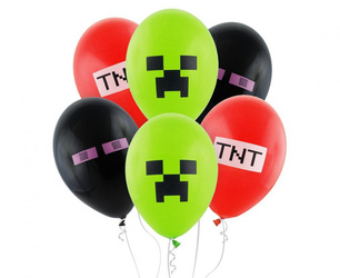  Balony lateksowe Gemar, Klocki Minecraft, TNT, 30cm, 6 szt.