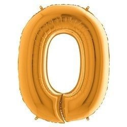 Balon Foliowy Cyfra 0, Złota, 66 cm Grabo