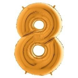 Balon Foliowy Cyfra 8, Złota, 66 cm Grabo