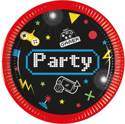 Talerzyki Gaming Party gamer, 20 cm, 8 szt.