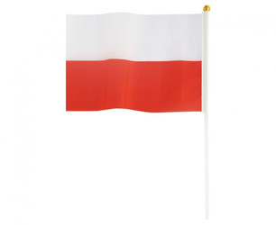 Flaga Polska, Biało-Czerwone Chorągiewki na patyku 30 x 45cm, 10 szt.