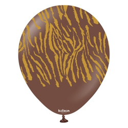Balony lateksowe Safari Tiger Chocolate Brown, tygrys, brązowy, 30 cm, 25 szt.