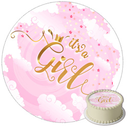 Opłatek na tort Baby Shower Girl okrągły 20 cm premium, wegański, bezglutenowy, wycięty