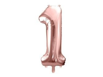 Balon foliowy Cyfra '1', 86cm, różowe złoto